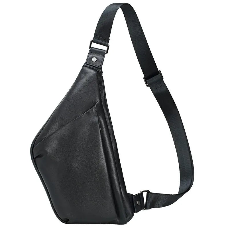 Ready to Ship Low MOQ Waterproof Leather Bag Fashion Cow Leather Crossbody Chest Bag for Men