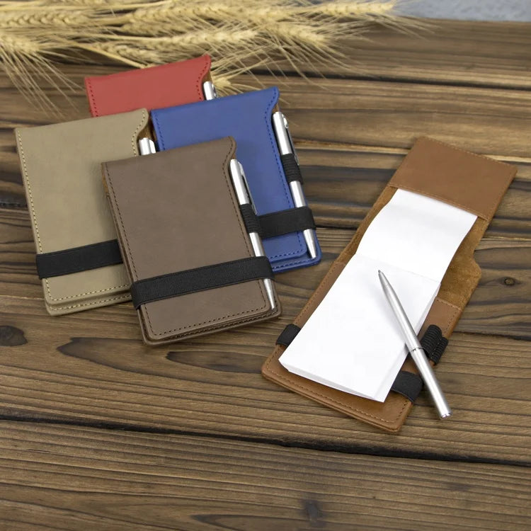 Wholesale Leather Personalized Notebook Cover Portable Engraved Laser Leather Notepad Blank Leather Notepad With Pen
