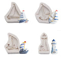 D5020 Ocean Style Sailboat Lighthouse Life Buoy Cake Decorate Turn Sugar Candy Chocolates Resin Mold Silicone 3D Mould