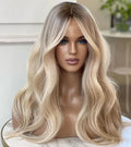 Ash Blonde Highlight Human Hair Wig Grade 14A European Hair Glueless Lace Frontal Double Drawn Small Knot Jewish Kosher Wig