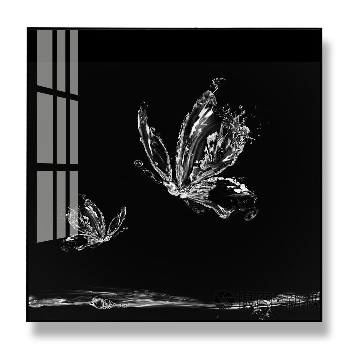 Modern Water Butterfly Crystal Porcelain Painting Wall Art Work Painting Crystal Porcelain Abstract Painting