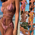 2024 Summer OEM Manufacturer Swimsuit Custom Logo Swimsuit Women Two Piece Swimming Bikini High Cut Swimwear