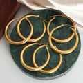 Luxury 18K Real Gold Plated Round Drop Earrings Jewelry No Fade 316L Stainless Steel Hoop Earrings for Women