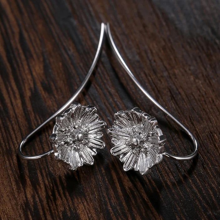 CAOSHI Sweet Design Jewelry Long Tail Flower Stud Earrings Lady Women Silver Lovely Little Daisy Long Earrings Girls