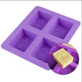 Hot Selling Food Grade  4 Cavities Happy Tree  Rectangle Soap Mould Handmade Silicone Soap Making Molds