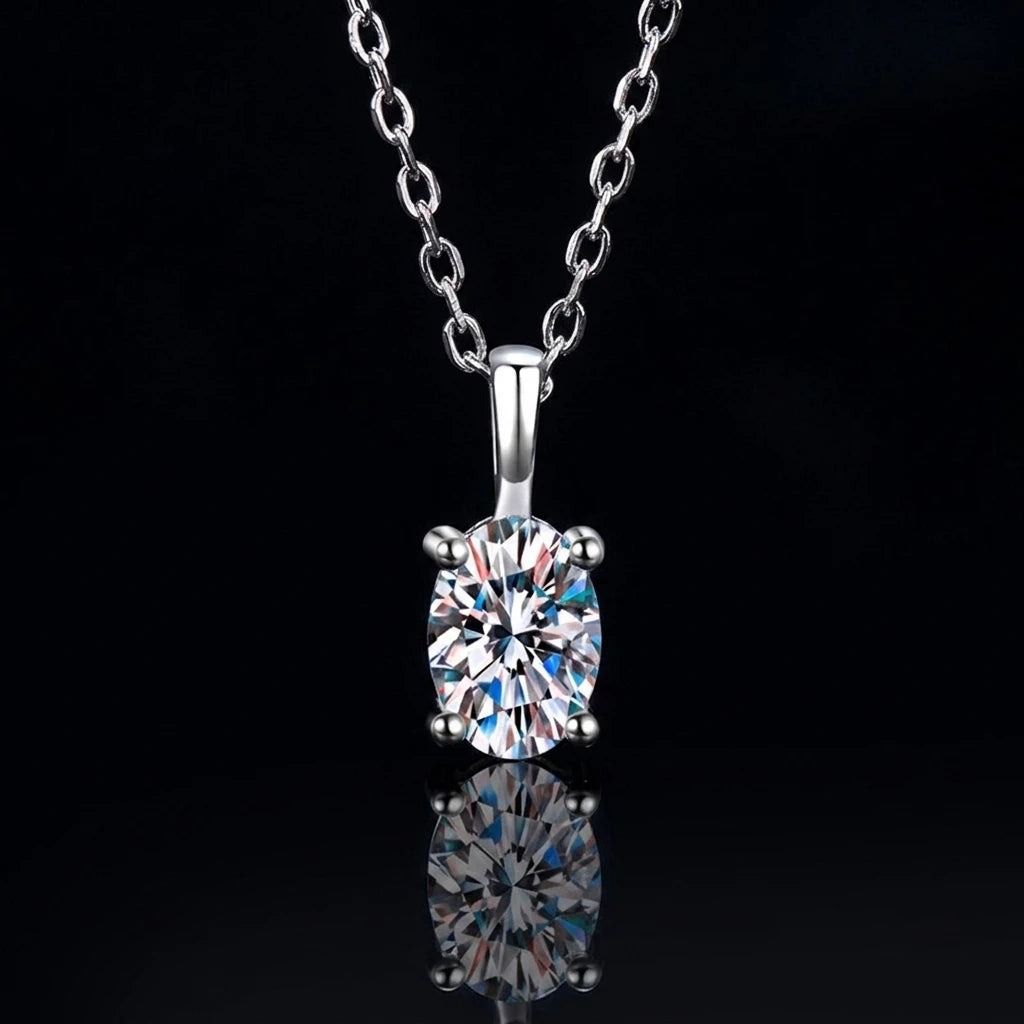 Simple Temperament Oval Pigeon Egg Oval Cut D Color 1CT GRA Moissanite Pendant S925 Sterling Silver Necklace for Women Gift