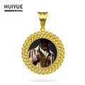 Huiyue European and American Hip-hop Personalized Photo Pendants Copper Inlaid Solid DIY Creative Photo Necklaces