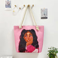 Cartoon Girl Leisure Handbag Fashionable Black Women's Bag Large Capacity Shoulder Lady Reusable Shopping Bag