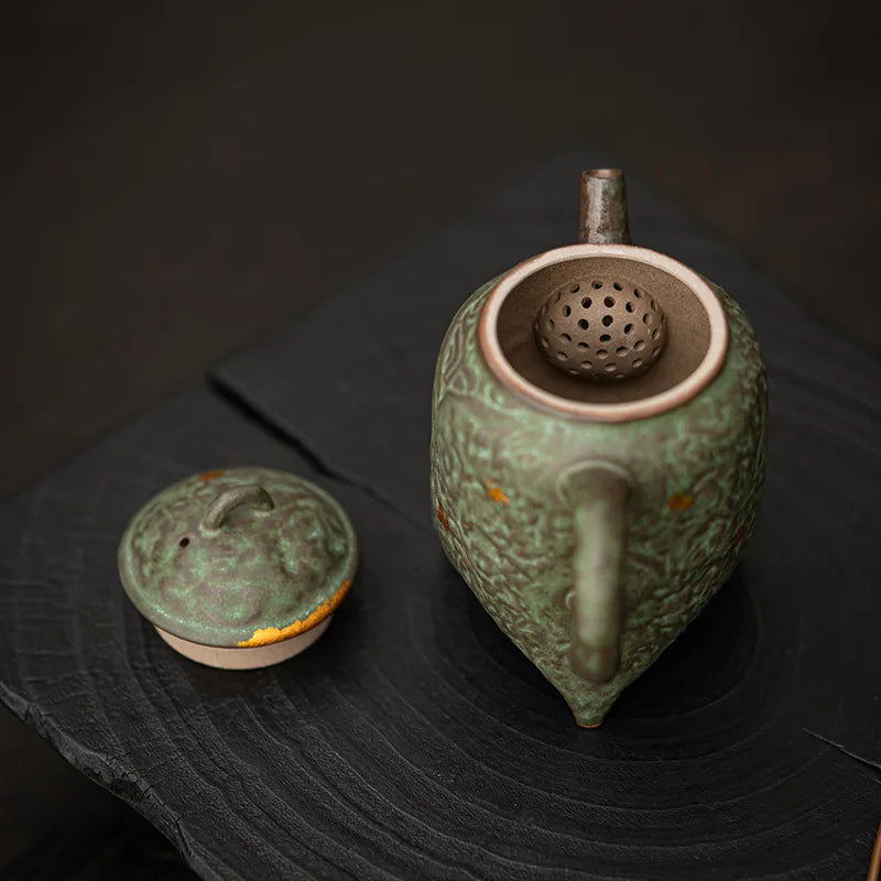 Old Rock Clay Forget Chuan Pot Tea Brewing Tea Set Vintage Bronze Glaze High-grade Supportable Teapot Tea Making Device