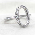 Sterling Silver 8*13mm Semi Mount Ring Empty Frame Blank Support Setting S925 Base Holder Without Center Stone for DIY Inlay