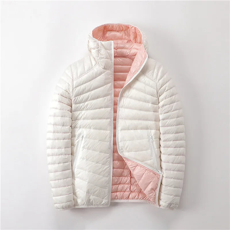 New Light Short Hooded Double-sided Wear Both Wear Light Thin Down Jacket Women's Plus-size Coat