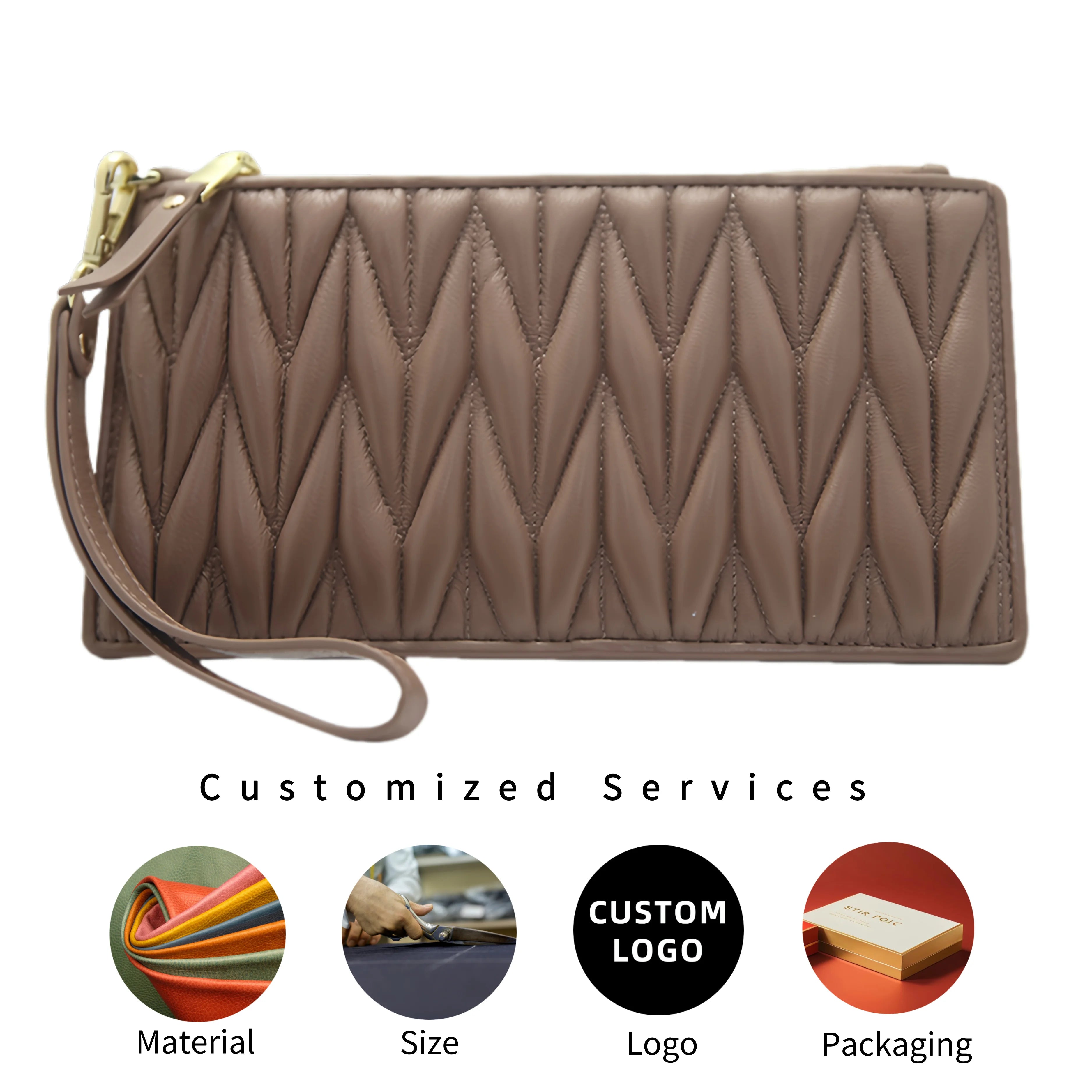 Women Wallet Purse Key Chain Bracelet Wrist Clutch Bag Retro Zipper Ladies Hand Bags