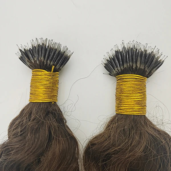 Human Hair Nano Ring 25 Strands   Virgin Cuticle-Aligned Italian Keratin Hair Extensions - K-Tip Flat Tip U-Tip