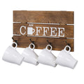 Kitchen Display Storage Collection Decoration Rustic Farmhouse Wood Wall Mounted Coffee Mug Holder Sign