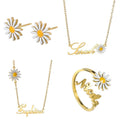 Personalized Custom Daisy Flower Necklace Stainless Steel Name Necklace for Women Jewelry Gift