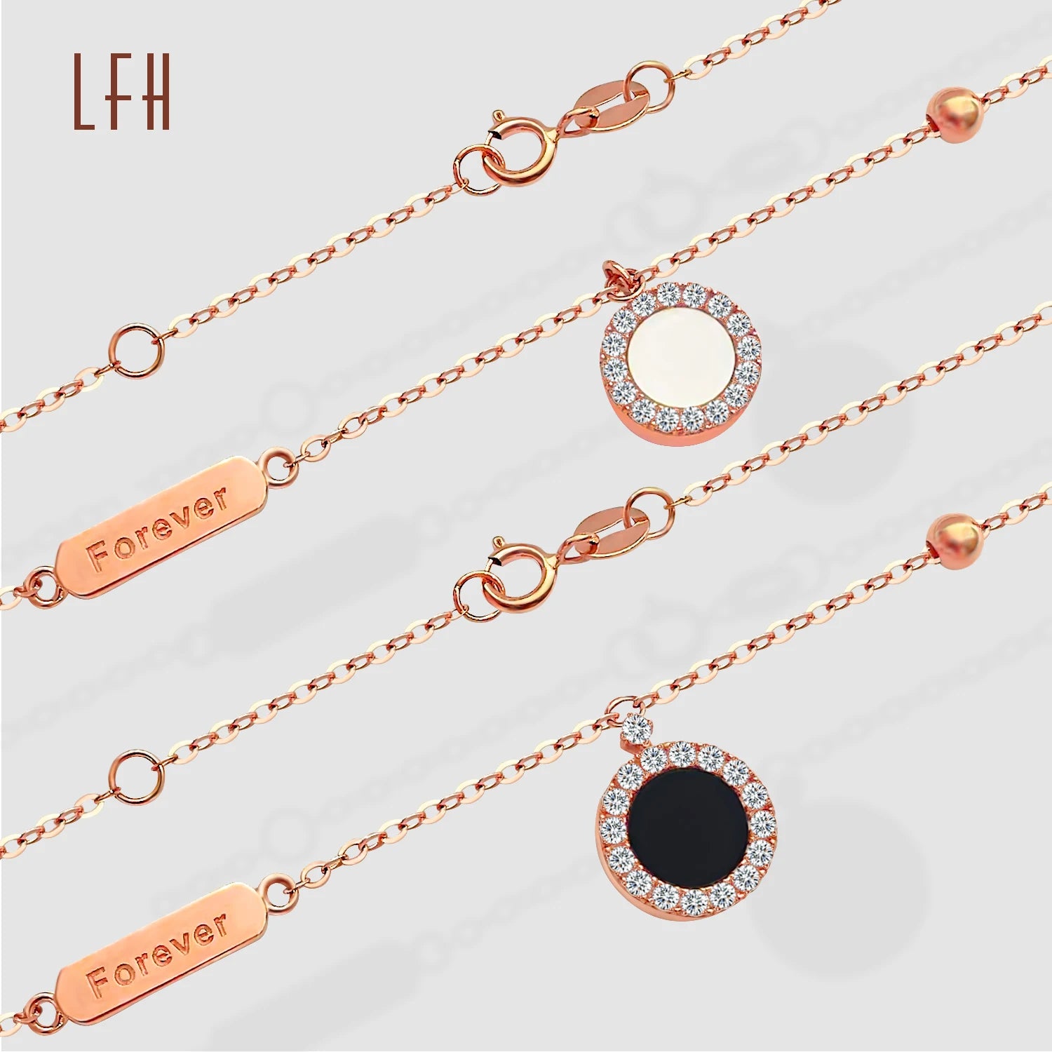 Fashion 18k Real Gold Fine Jewelry Black and White Round Cakes Pendant Bracelet Fine Jewelry Soild 18k Gold Pure for Women Gift
