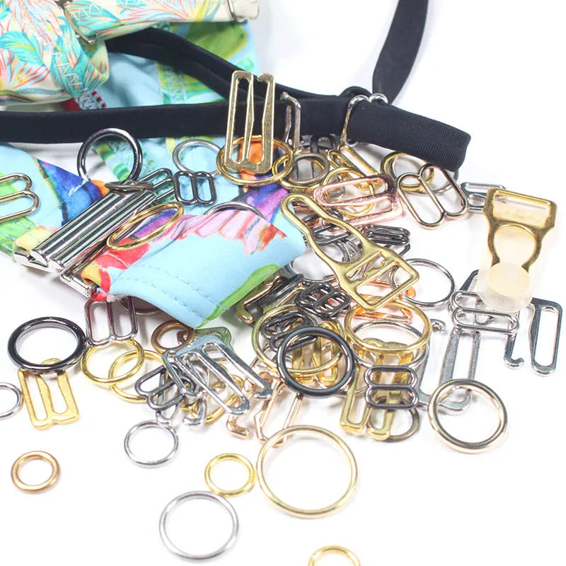 Wholesale Eco-friendly Nick-free Gold Plated Metal Swimwear Hardware Buckle Hook 6mm 8mm 10mm Bra Ring and Slider