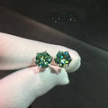 Classic 925 Silver Pass Diamond Test Round Excellent Cut Total 1-2 Carat Green Moissanite Stud Earrings Luxury Wedding Jewelry