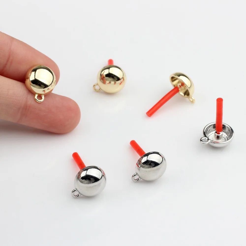 Factory Supply Gold Silver Plated Round Women's Earrings Simple Design Zinc Alloy Studs Earrings for Jewelry Making