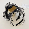 Korean Fashion Women's Bow Rhinestone Tulle Hairband Girls Cute Makeup Headband