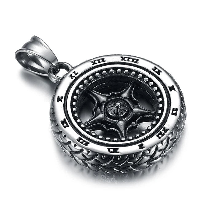 Quality Assurance Titanium Steel Car Wheel Tyre Tire Pendant Necklace for Men Jewelry
