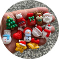 Assorted Christmas Theme Resin Cabochons Flatback Embellishments for DIY Craft Scrapbooking Tree Snowman Jingle Bell & Elk Beads