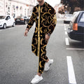Tracksuit Set Men 2 Piece Men's Clothing Suit Ice Silk Summer Streetwear 3d Luxury Vintage Long Sleeve Printed Man Sportswear
