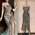 14717# Real Photos Elegant Spaghetti Straps Ruffles Wedding Dress Bridal Dress Evening Prom Party Dresses for Women