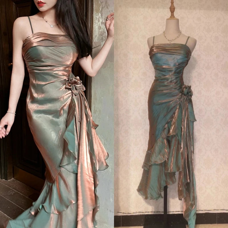 14717# Real Photos Elegant Spaghetti Straps Ruffles Wedding Dress Bridal Dress Evening Prom Party Dresses for Women
