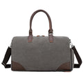 Large Leather Handle Men's Travel Gym Duffle Bag Cheap Cotton Canvas Shoe Compartment Zipper Closure Fashionable Weekend Bag