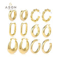 Ason Fashion Jewelry 18K Gold Plated Stainless Steel Trend Statement Hollow Out Big Large Thick Chunky Hoop Earrings for Women