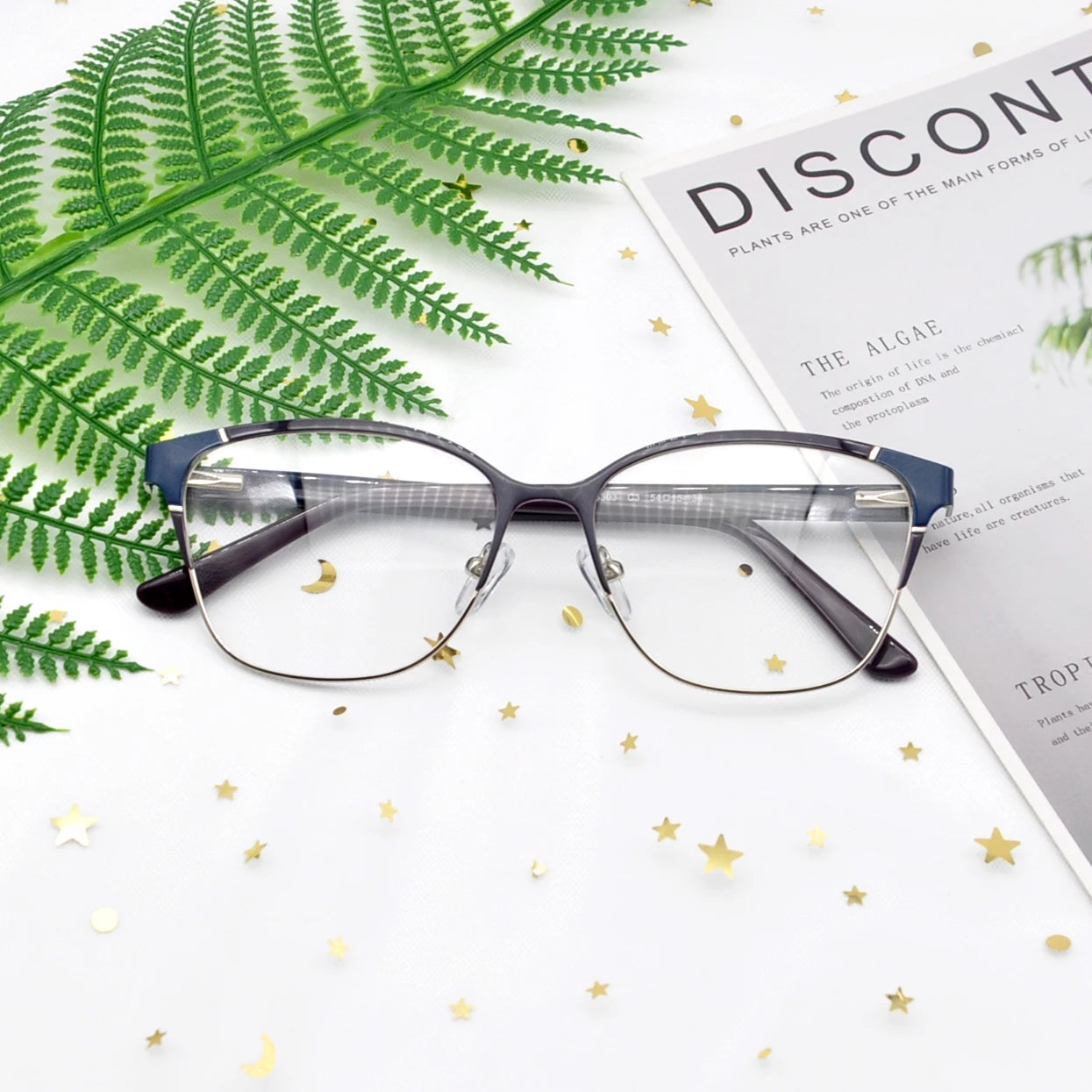 Multicolored Round Women Half Rimless Metal Optical Frames Glasses Eyeglasses