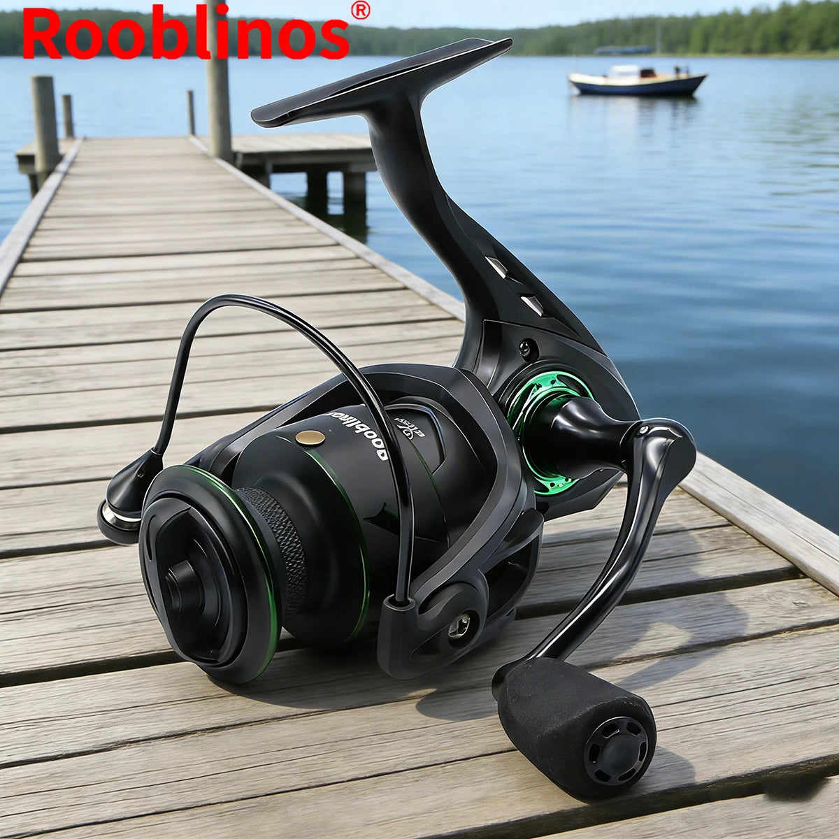[Germany Stock] Rooblinos RF Left Hand Spinning Fishing Reel 5.2:1 Gear Ratio Aluminum Fake Bait Nylon for Lake River & Stream