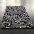 Custom Geometric Rice Color/black Area Carpet Modern Lines Large Living Room Decoration Rugs for Bedrooms Offices Kitchen Puffy