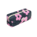 Cute Travel Toiletry Bag Large Capacity Student Stationery Storage Plush Flower Pen Bag with Fashion Zipper Closure