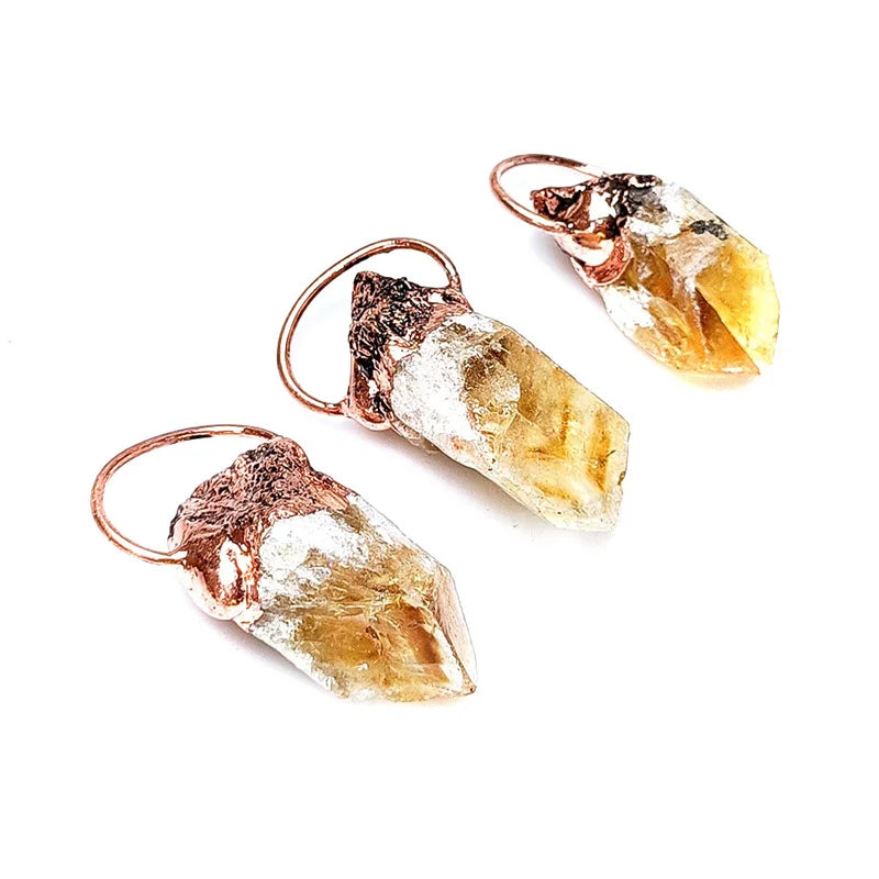 Factory Wholesale High Quality Irregular Multi Shape Gemstone Mineral Citrine Point Natural Crystal Wand Pendant for Reiki