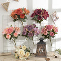 European Hydrangea Peony Bouquet Artificial     Silk Flower Artificial Flowers Wedding Home Living Room Decoration
