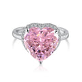 Dylam Rhodium Plated Heart Rings for Women 8A Cubic Zirconia Diamond Rings for Her Promise Wedding Engagement Ring for Girls