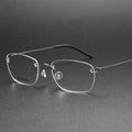 Women's Rimless Anti-Blue Titanium Frameless Reading Glasses Bifocal Far Spectacles with Solid Optical Frames Female Eyeglasses