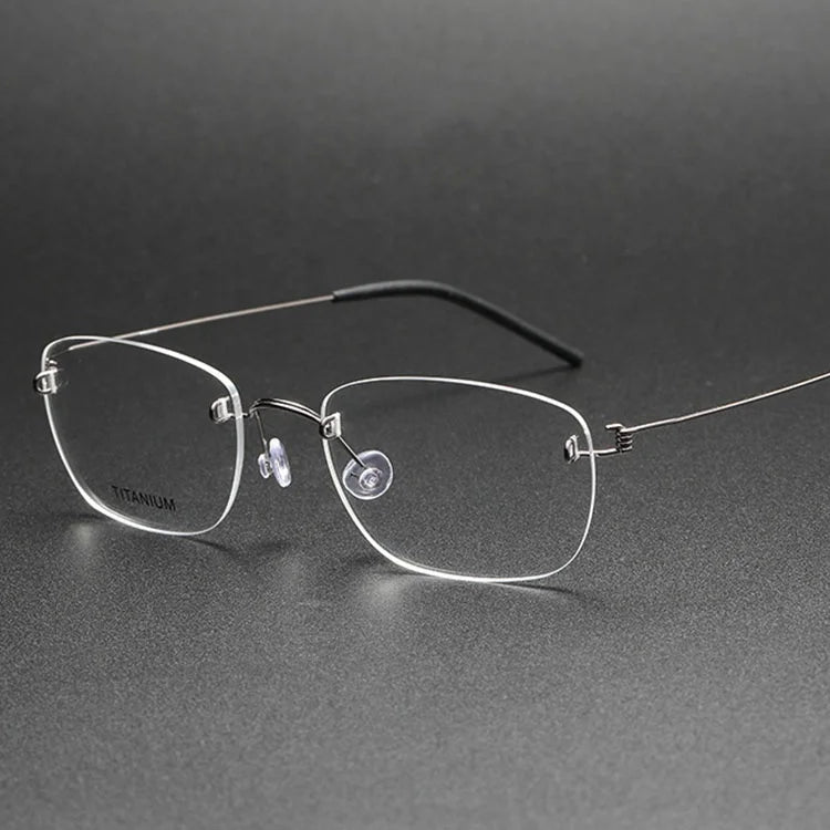 Women's Rimless Anti-Blue Titanium Frameless Reading Glasses Bifocal Far Spectacles with Solid Optical Frames Female Eyeglasses
