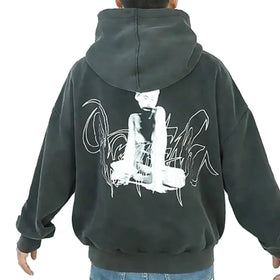 Factory Custom Long Sleeve Stone Wash Hoodies Men's Acid Wash Hoodies Custom Logo Faded Hoodies