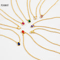 FUAMAY 925 Silver Pear Yellow Diamond Necklace Opal Amethyst Pink Rose Blue CZ Zirconia Birthstone Pear Shaped Necklaces