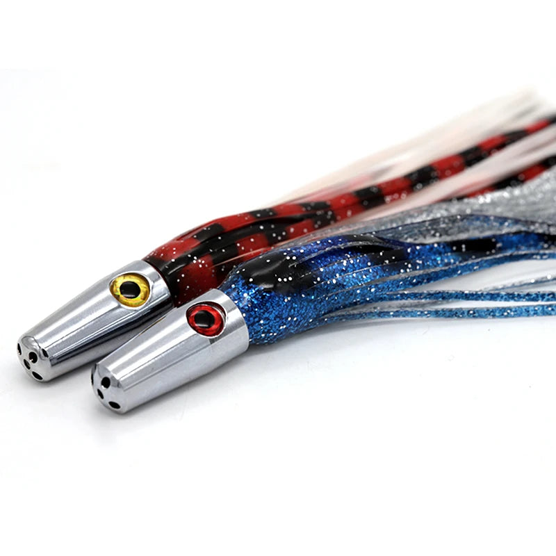 Metal Head Trolling Lures 6in Saltwater Fishing Lures Artificial Bullet Head Tuna Trolling Lures