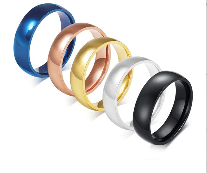 Highly Polished Casual Style Jewelry Blue Plated Stainless Steel Ring for Men Women  Accessories