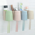 Creative Household Eco-Friendly Multifunctional Wheat Straw Wall Mounted Bathroom Accessory Cup Set Includes Toothbrush Holder