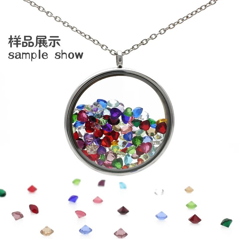 45mm Chains Necklace Pendant Charms Stainless Steel Diy Jewelry Necklace for Women Gift Glass Twist Screw Floating  Locket