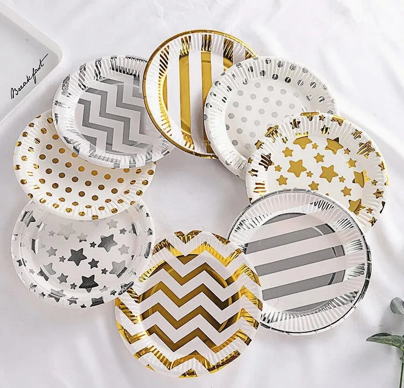 Custom Printed 6 9 10 12 Inch Eco Friendly Compostable Microwave Safe Water Resistant Restaurant Party Disposable Paper Plates