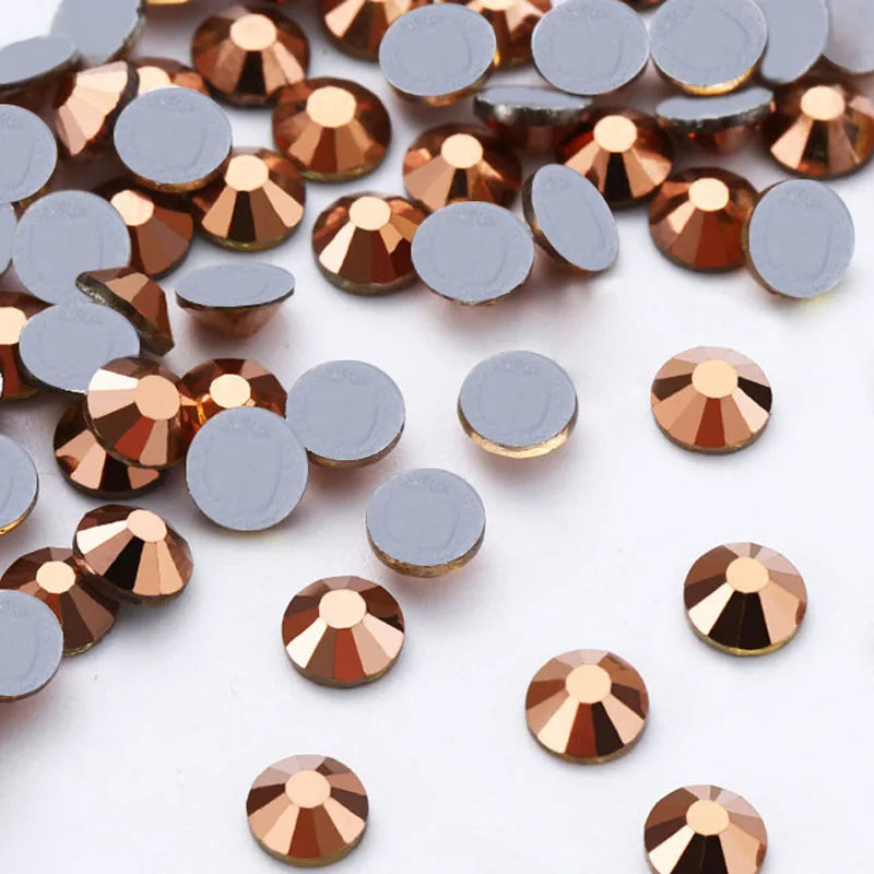 JC Crystal High Quality Garment Accessories Rose Gold  Crystal Flat Back Rhinestones Bulk Hot Fix Rhinestones Ss10