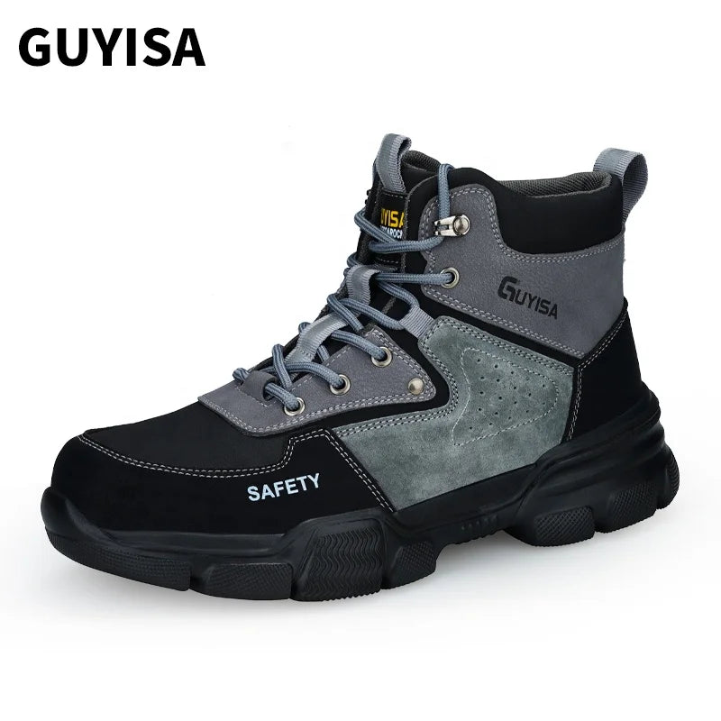 GUYISA  Brand New Winter Wear-resistant Anti-smashing Anti-piercing Fashion Outdoor Work Boots Comfortable Steel Toe Unisex