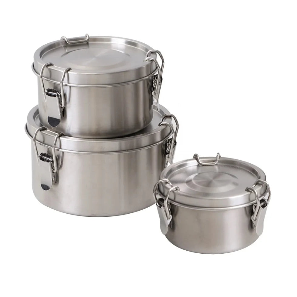 304 250-1800ml Stainless Steel and Stackable Airtight Keep Food Tiffin Lunch Box Bento Food Storage Container for Adults & Kids